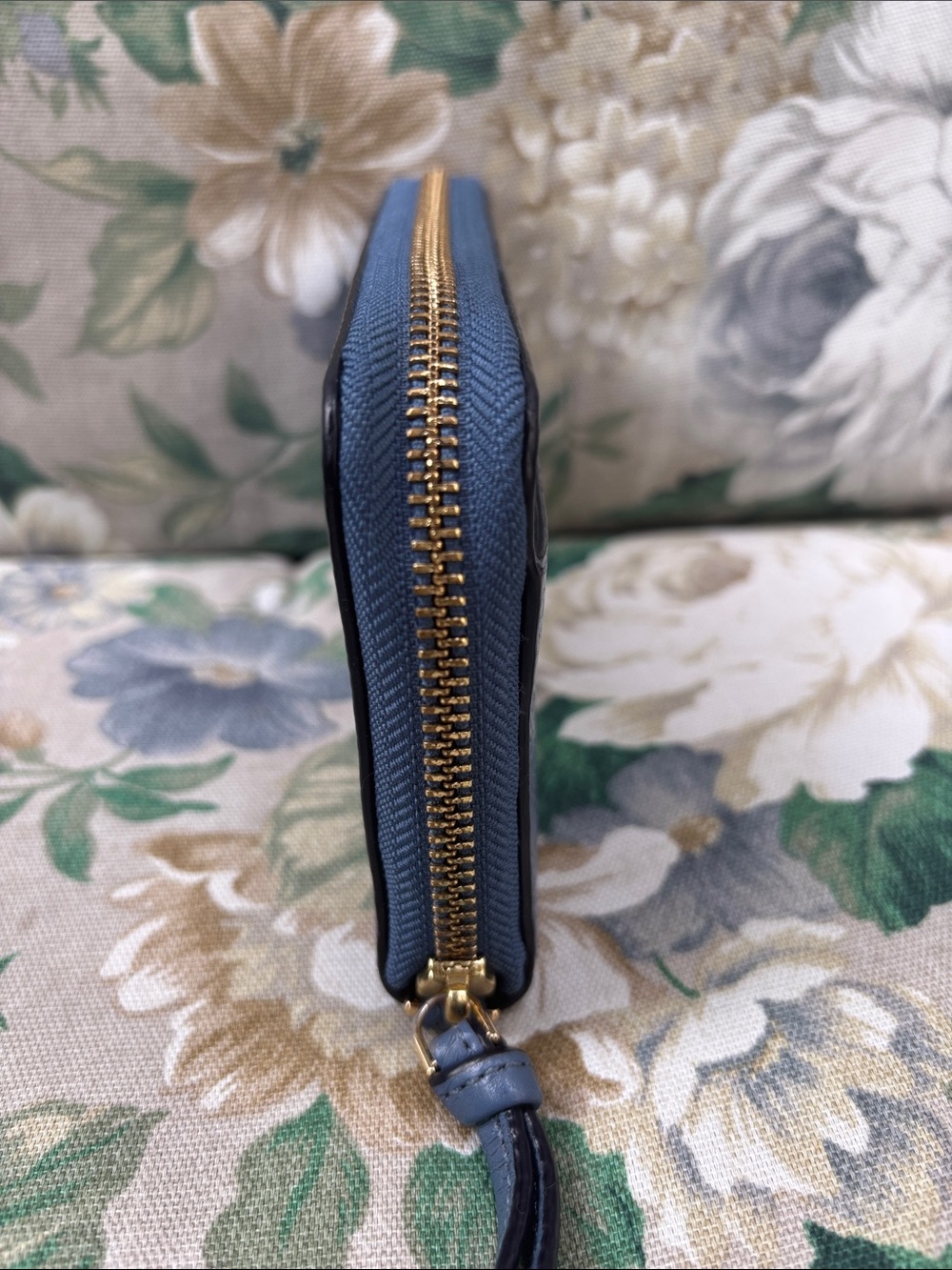 Tory Burch Dusty Blue / Bluewood Color Zip Continental Wallet - Picture 6 of 8
